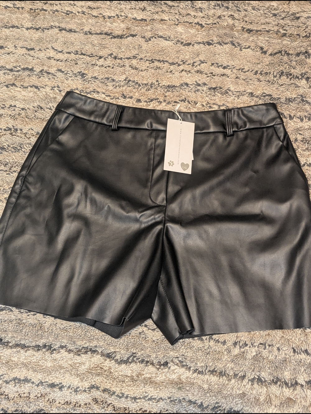 Black Faux Leather Bermuda Shorts with Tailored Waist